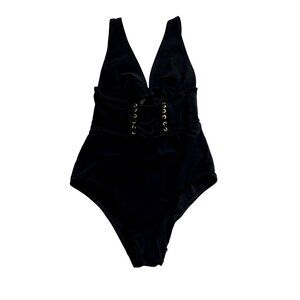 Zimmermann Tulsi Swimsuit With Lace-up Panel In Black